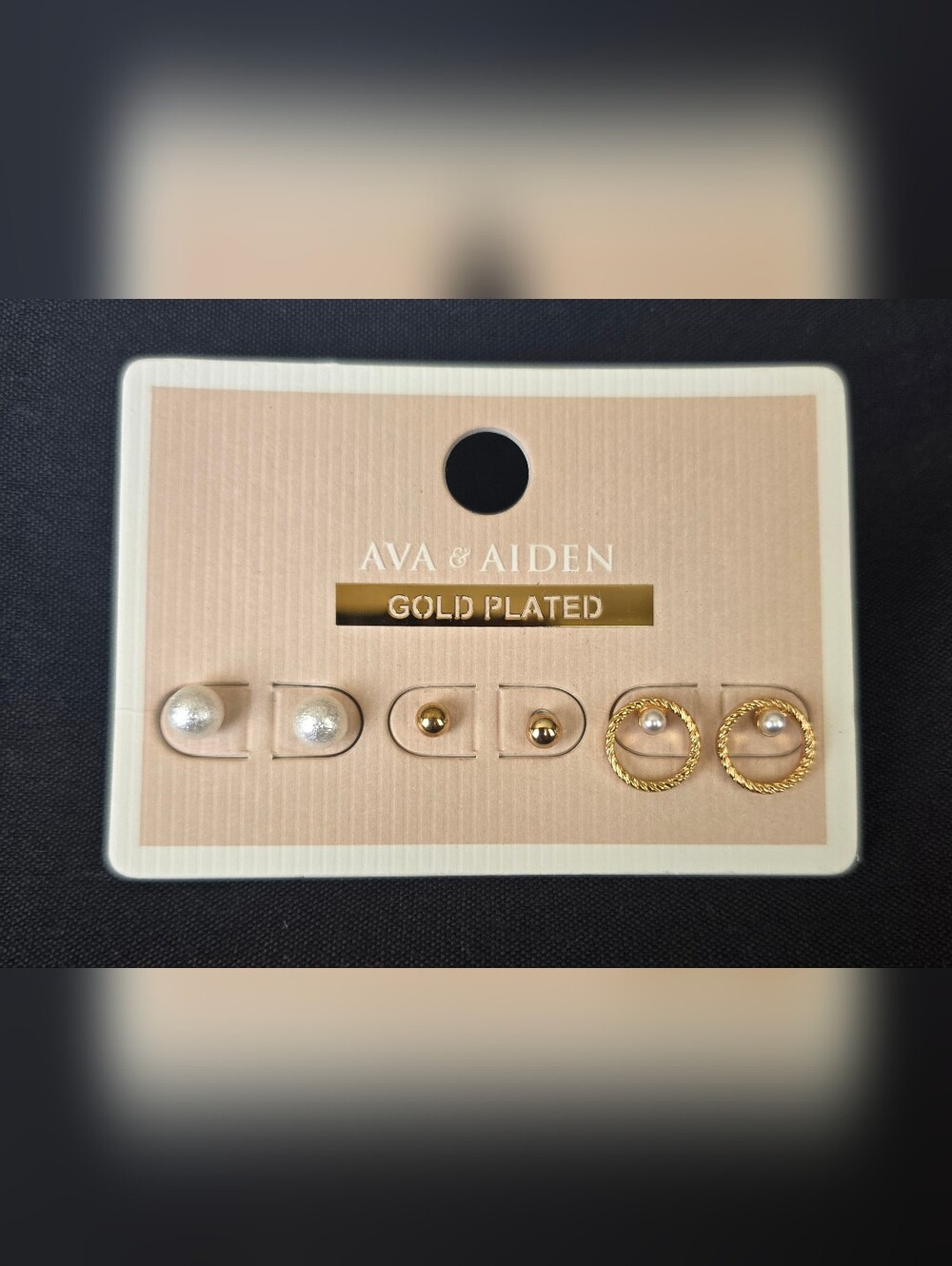 Ava & Aiden Gold and Pearl Mixed Earring Set - Gold